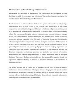 MSc. in Molecular Biology and Bioinformatics