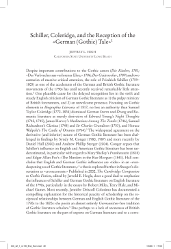 Schiller, Coleridge, and the Reception of the «German (Gothic) Tale»1