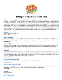 Johnny Rockets Allergen Information