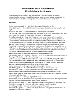 Horseheads Central School District 2016 Scholastic Arts Awards