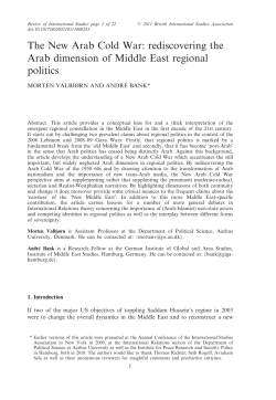 The New Arab Cold War: rediscovering the Arab dimension of