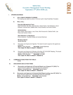 MINUTES Executive Management Team Meeting September 27th