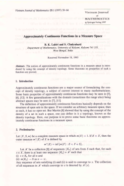 Approximately Continuous Functions in a Measure Space