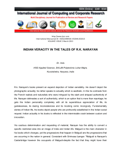 INDIAN VERACITY IN THE TALES OF R.K. NARAYAN