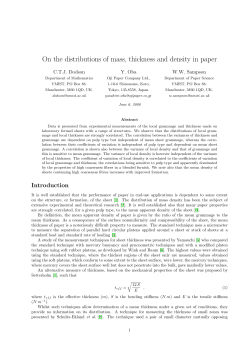 On the distributions of mass, thickness and density in paper