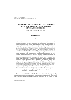 aequitas and bona fides in the legal practice