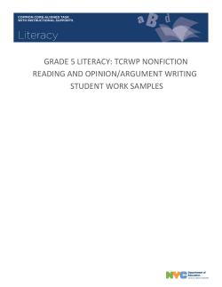 grade 5 literacy: tcrwp nonfiction reading and opinion/argument