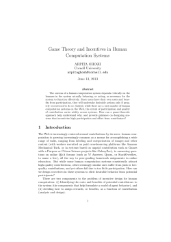 Game Theory and Incentives in Human Computation