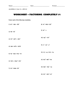 Factoring Completely WS #1