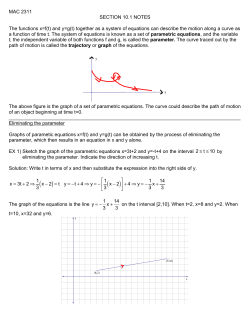 MAC 2311 SECTION 10.1 NOTES The functions x=f(t) and y=g(t)