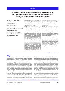 Analysis of the Patient-Therapist Relationship in Dynamic