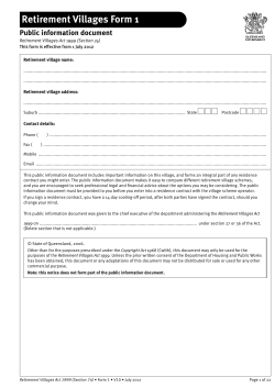 Retirement Villages Form 1 - Public information document