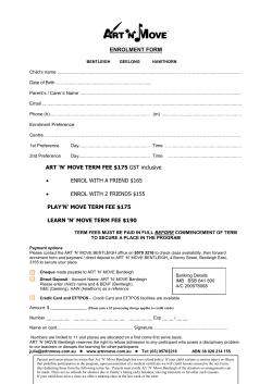 ENROLMENT FORM ART `N` MOVE TERM FEE $175 GST inclusive