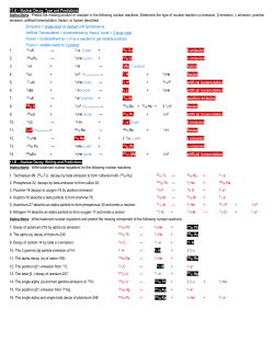 11.A – Nuclear Decay: Type and Predictions Instructions: Predict the