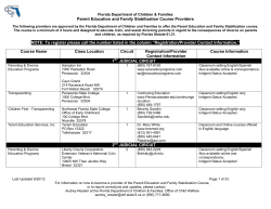 Parent Education and Family Stabilization Course Providers NOTE