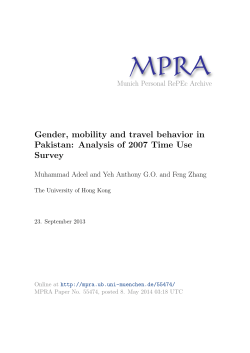 Gender, mobility and travel behavior in Pakistan: Analysis of 2007