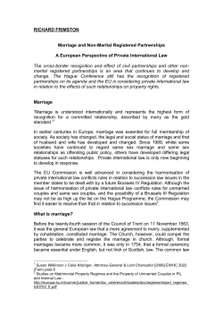 Matrimonial Regimes, Same Sex Marriages and Civil