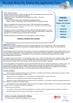 The Liam McCarthy Scholarship Application Form
