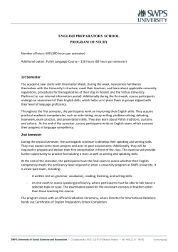 ENGLISH PREPARATORY SCHOOL PROGRAM OF STUDY 1st