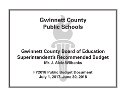 FY2018 Superintendent`s Recommended Budget