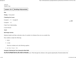 Lesson 15-3 Dividing Polynomials