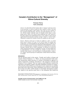 Canada`s Contribution to the “Management” of Ethno