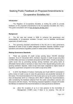 Public Consultation on Proposed Amendments to Co