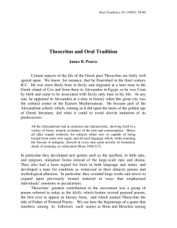 ORAL TRADITION 8.1 - Theocritus and Oral Tradition