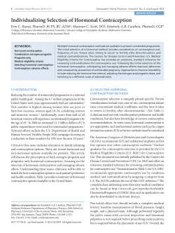 Individualizing Selection of Hormonal Contraception