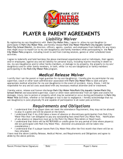 Park City Water Polo Player and Parent Waivers