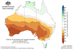Chance of exceeding the median Rainfall May to July 2017