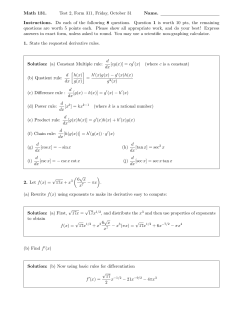 Math 131. Test 2, Form 311, Friday, October 31 Name. Instructions