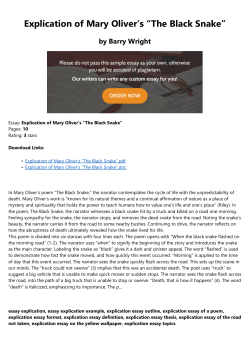 Explication of Mary Oliverˇs ˝The Black Snake