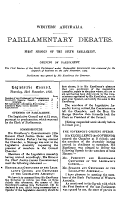 parliamentary debates. - Parliament of Western Australia