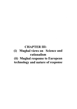CHAPTER III: (i) Mughal views on Science and rationalism (ii
