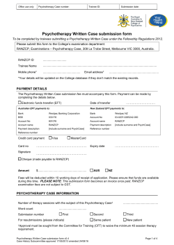 Psychotherapy Written Case submission form