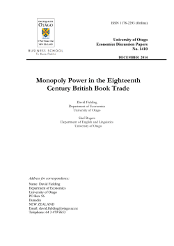 Monopoly Power in the Eighteenth Century British Book Trade