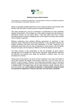 Defining Treasury Best Practice