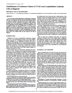 Establishment of Continuous Cultures of T-Cell