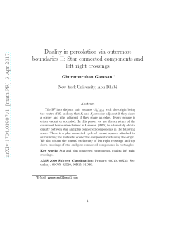 Duality in percolation via outermost boundaries II: Star connected