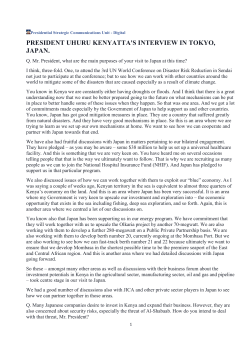 PRESIDENT UHURU KENYATTA`S INTERVIEW IN TOKYO, JAPAN.