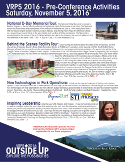 Pre-Conference Institutes - Virginia Recreation and Park Society