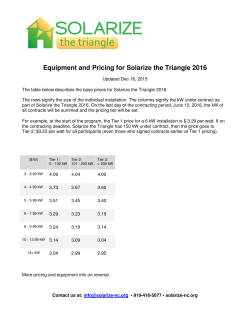 Equipment and Pricing for Solarize the Triangle 2016