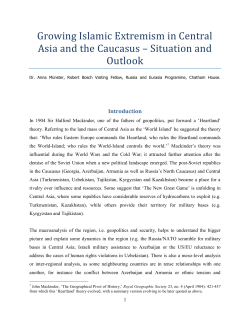 Growing Islamic Extremism in Central Asia and the Caucasus