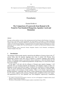 The Comparison of Loanwords from Romani to Be Found in Non