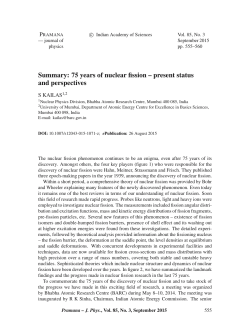 Summary: 75 years of nuclear fission &ndash; present status and