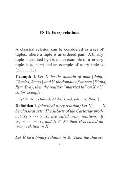FS II: Fuzzy relations A classical relation can be considered as a set