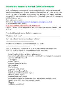 Marshfield Farmer`s Market GMO Information