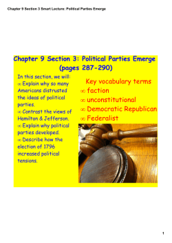 Chapter 9 Section 3 Smart Lecture: Political Parties Emerge