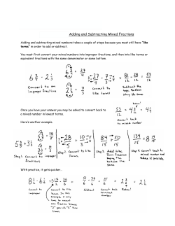 Assignment 3.2 – Adding and Subtracting Mixed Fractions